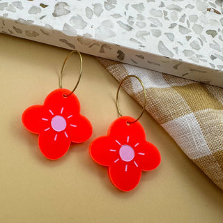 SOLAR BLOOM | RED PINK |HOOPS