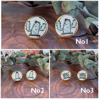 Cactus and Succulent - Porcelain Stud Earrings