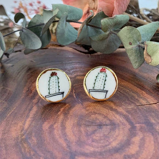 Cactus and Succulent - Porcelain Stud Earrings