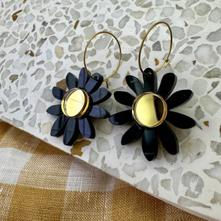 DAISY HOOPS | BLACK