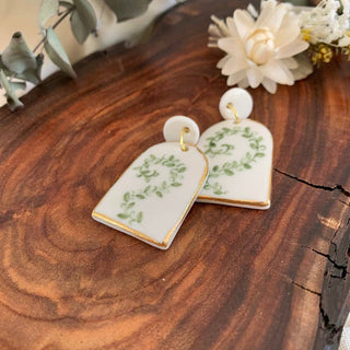 Hand painted Flowers on Porcelain Earrings