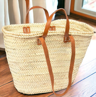 Straw Bag with Premium Leather Handles