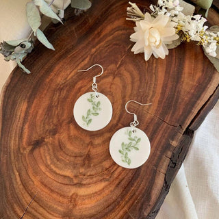 Hand painted Flowers on Porcelain Earrings