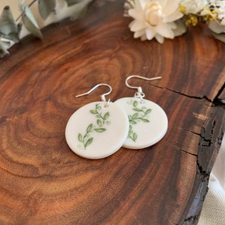 Hand painted Flowers on Porcelain Earrings